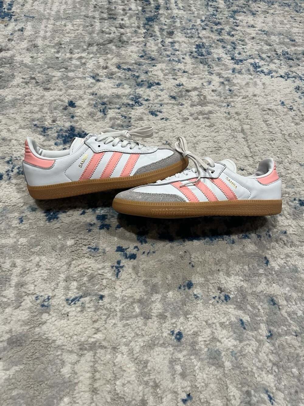 Kids Adidas Samba OG GS Size 3 White Pink Sneakers